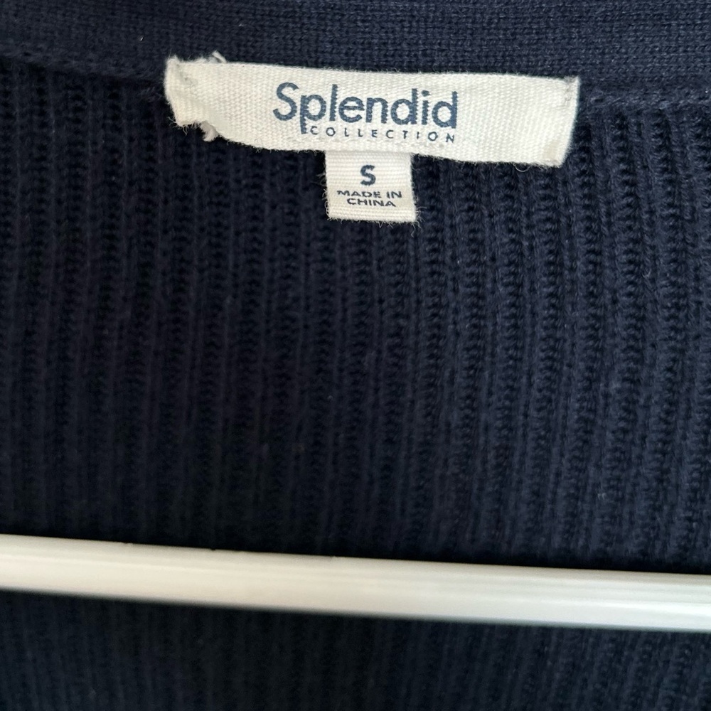 Splendid Collection Bri Cardigan Navy Blue Waffle Knit Drawstring Hem Sz S NWOT - Picture 3 of 4